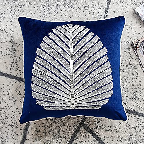 Amazon.co.jp: ネイビー クッションカバー ベルベット刺繍 45 X 45 cm